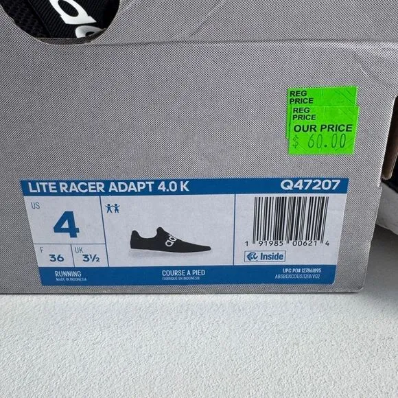 Adidas Lot of 2 Pair of Kids' Lite Racer Adapt 4.0 Running Shoe Sneakers Boys 4