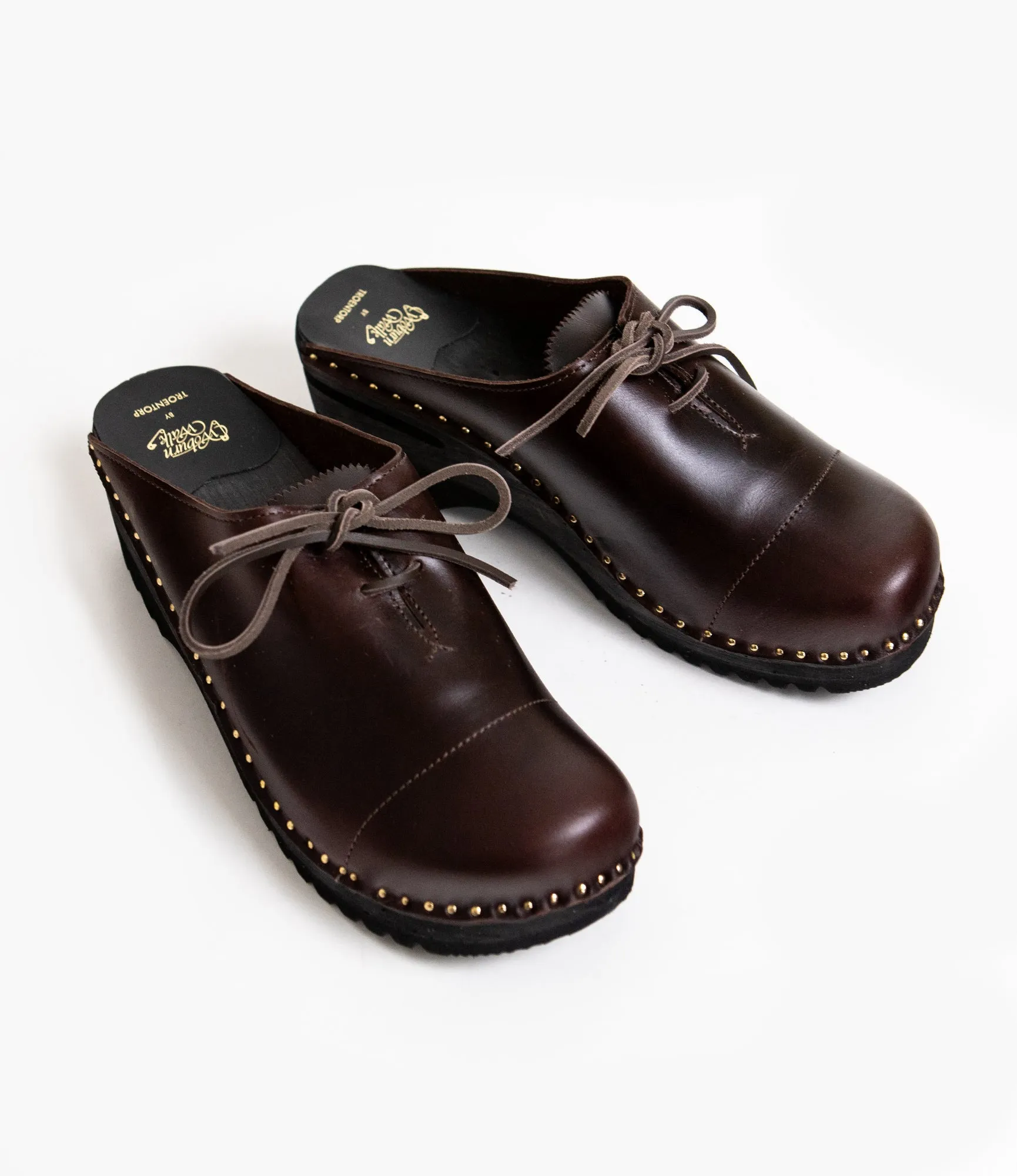 Alps Centre Lace Clog – Brown Leather