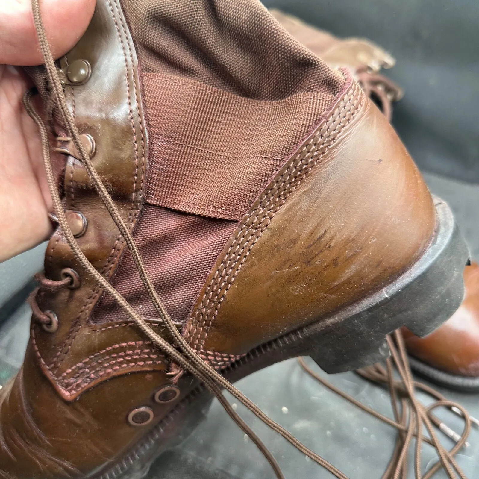 Army Brown Leather High Top Combat Patrol Boots - Size UK 8L - EU 42