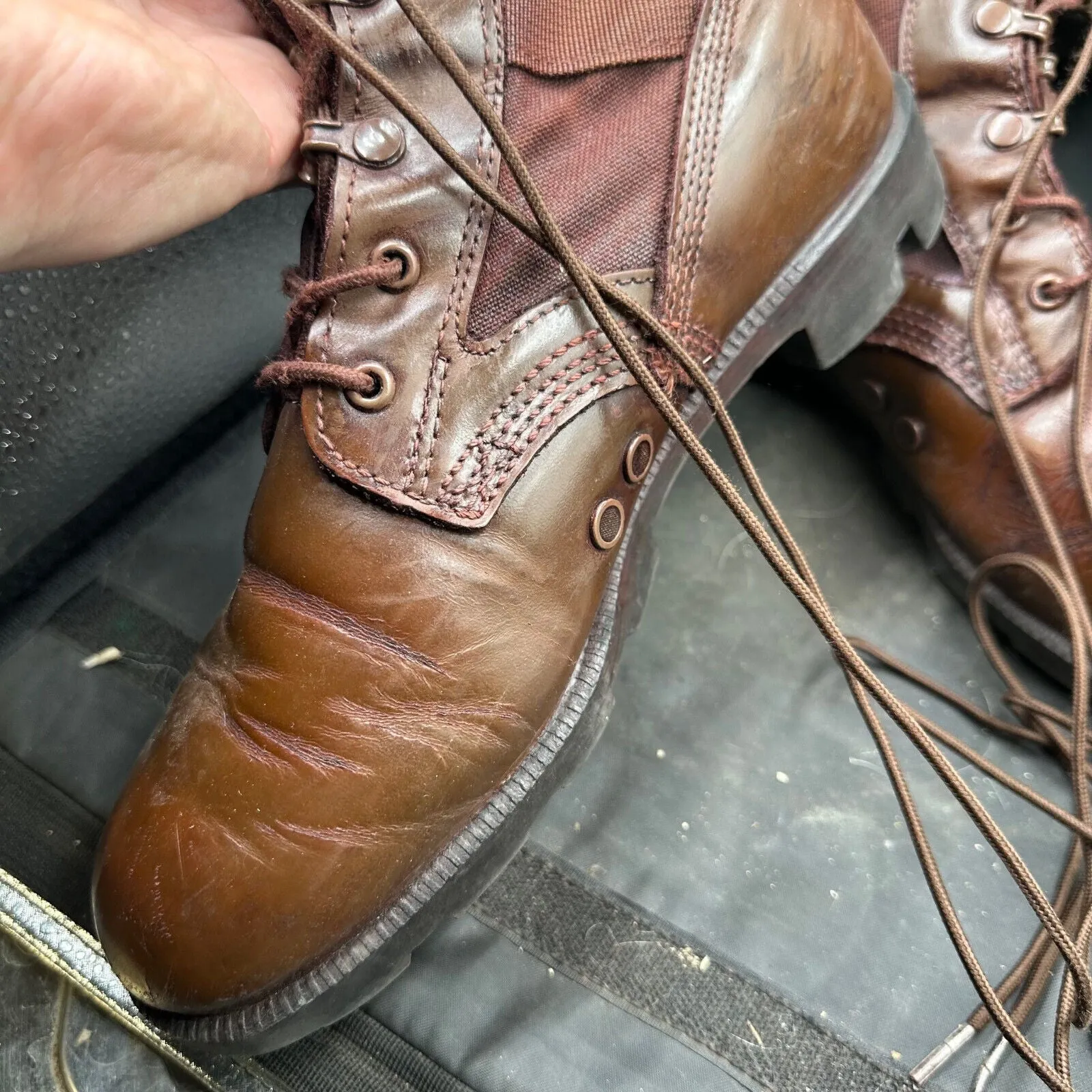 Army Brown Leather High Top Combat Patrol Boots - Size UK 8L - EU 42