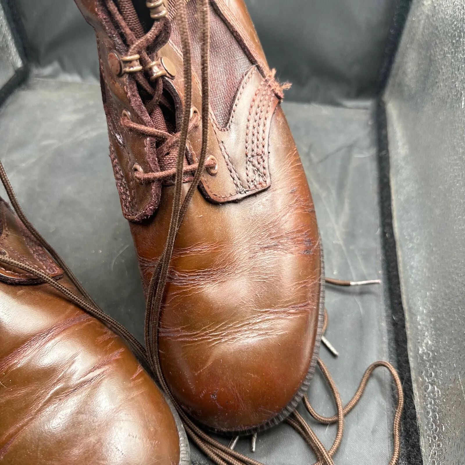 Army Brown Leather High Top Combat Patrol Boots - Size UK 8L - EU 42