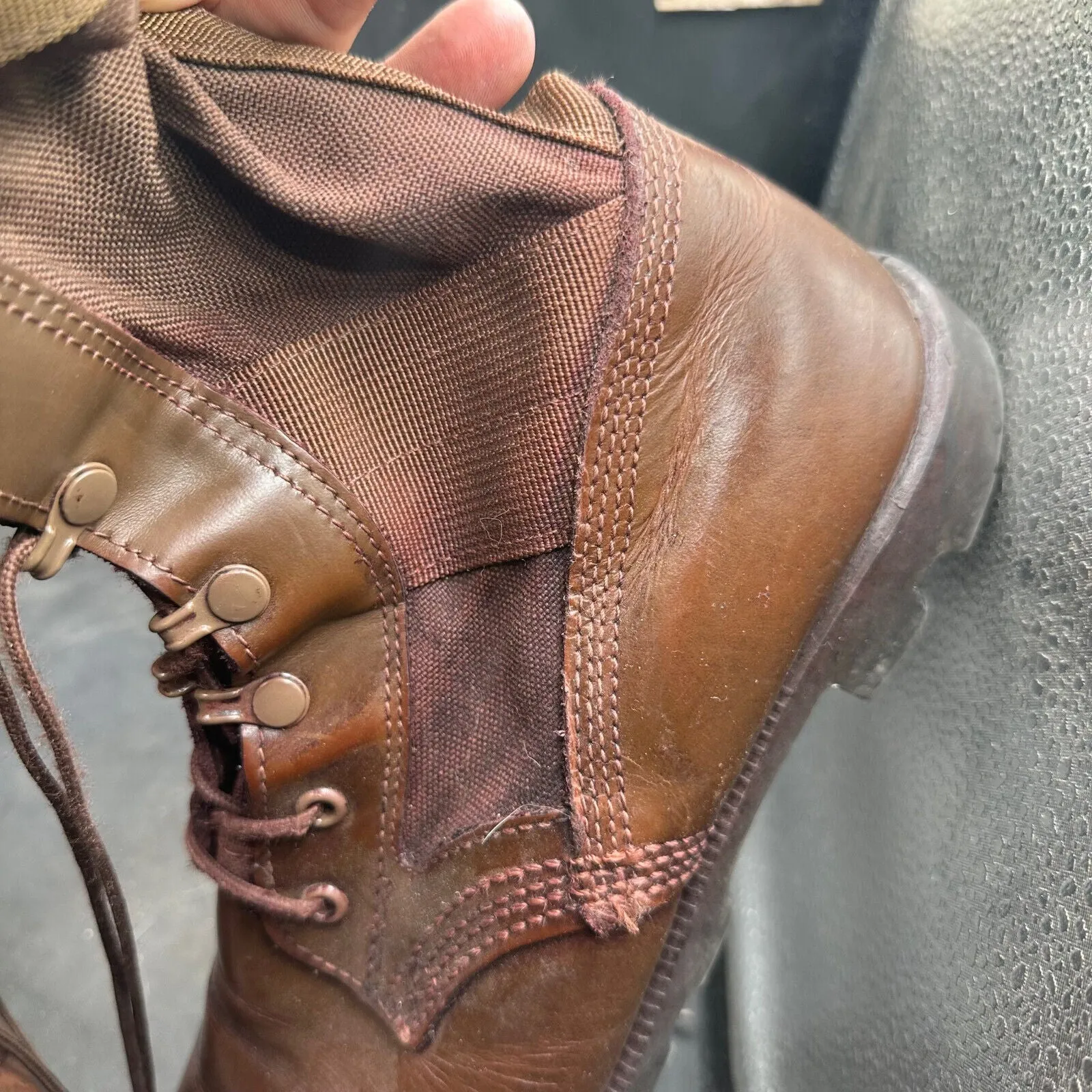 Army Brown Leather High Top Combat Patrol Boots - Size UK 8L - EU 42