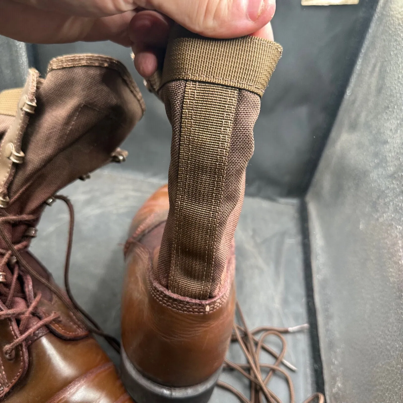 Army Brown Leather High Top Combat Patrol Boots - Size UK 8L - EU 42