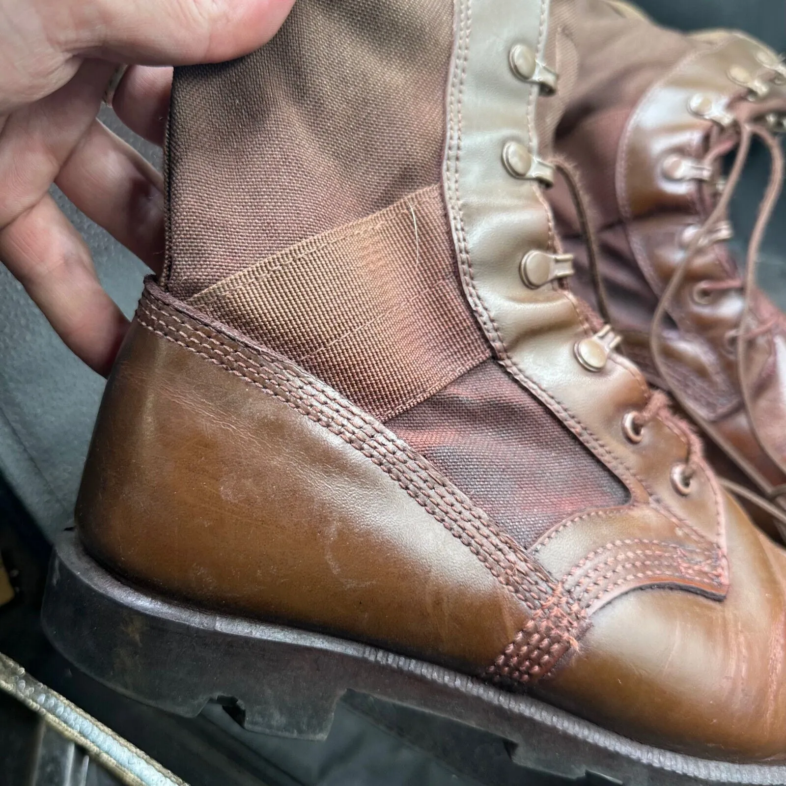 Army Brown Leather High Top Combat Patrol Boots - Size UK 8L - EU 42