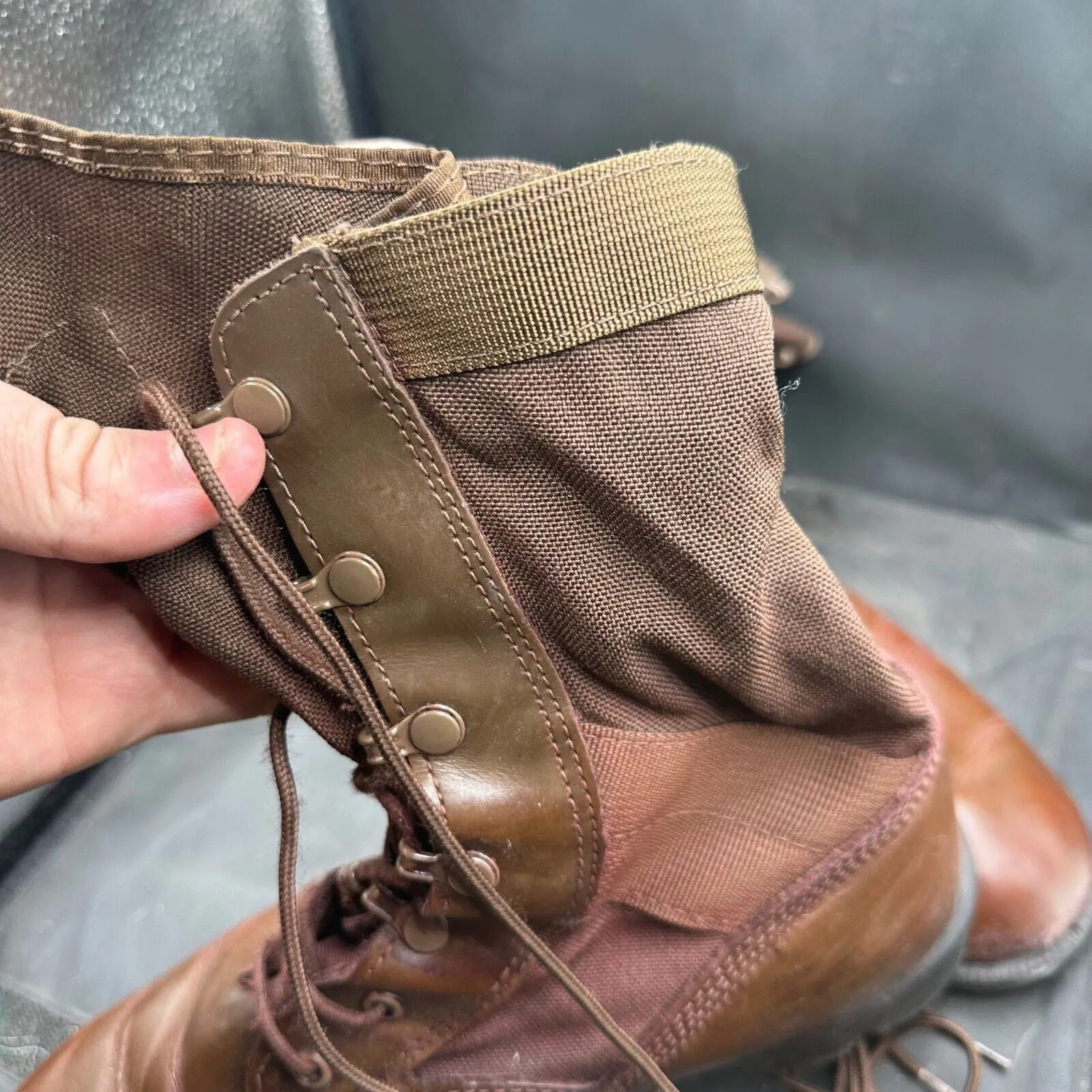 Army Brown Leather High Top Combat Patrol Boots - Size UK 8L - EU 42