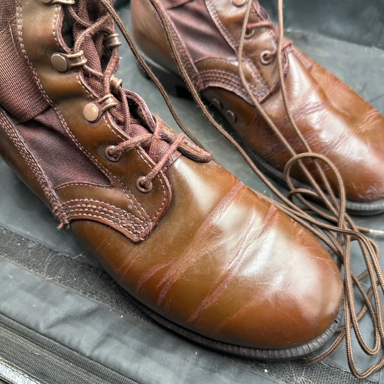 Army Brown Leather High Top Combat Patrol Boots - Size UK 8L - EU 42