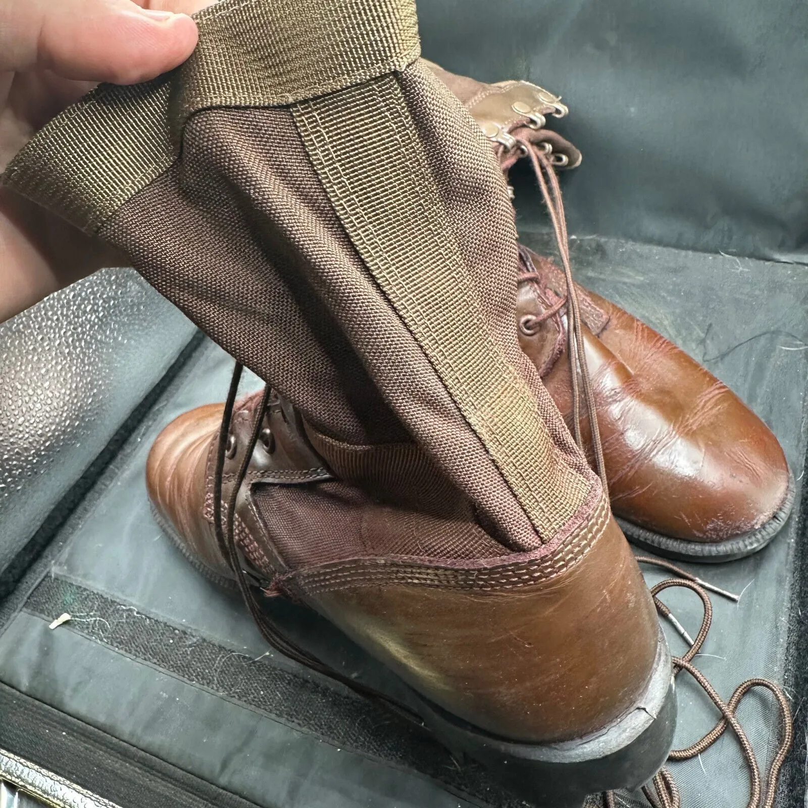 Army Brown Leather High Top Combat Patrol Boots - Size UK 8L - EU 42