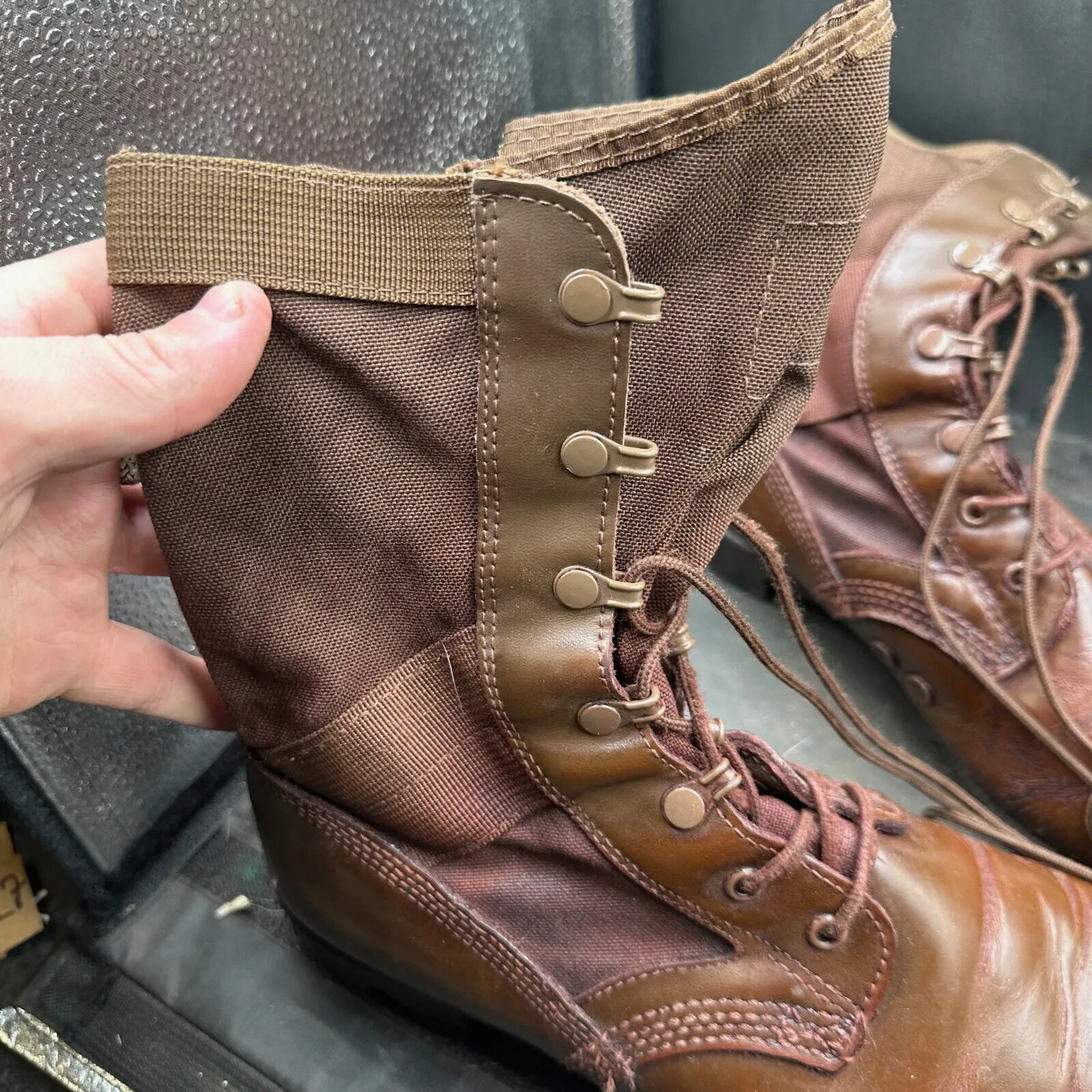 Army Brown Leather High Top Combat Patrol Boots - Size UK 8L - EU 42