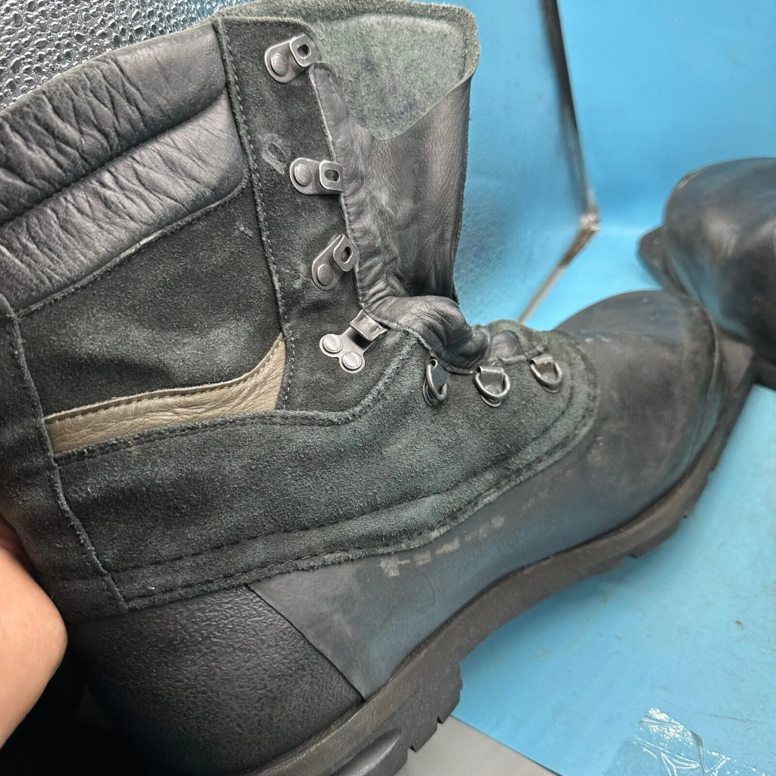 Austrian Army Black Leather Ski Boots - Size EU 47 - UK 12 - US 12.5