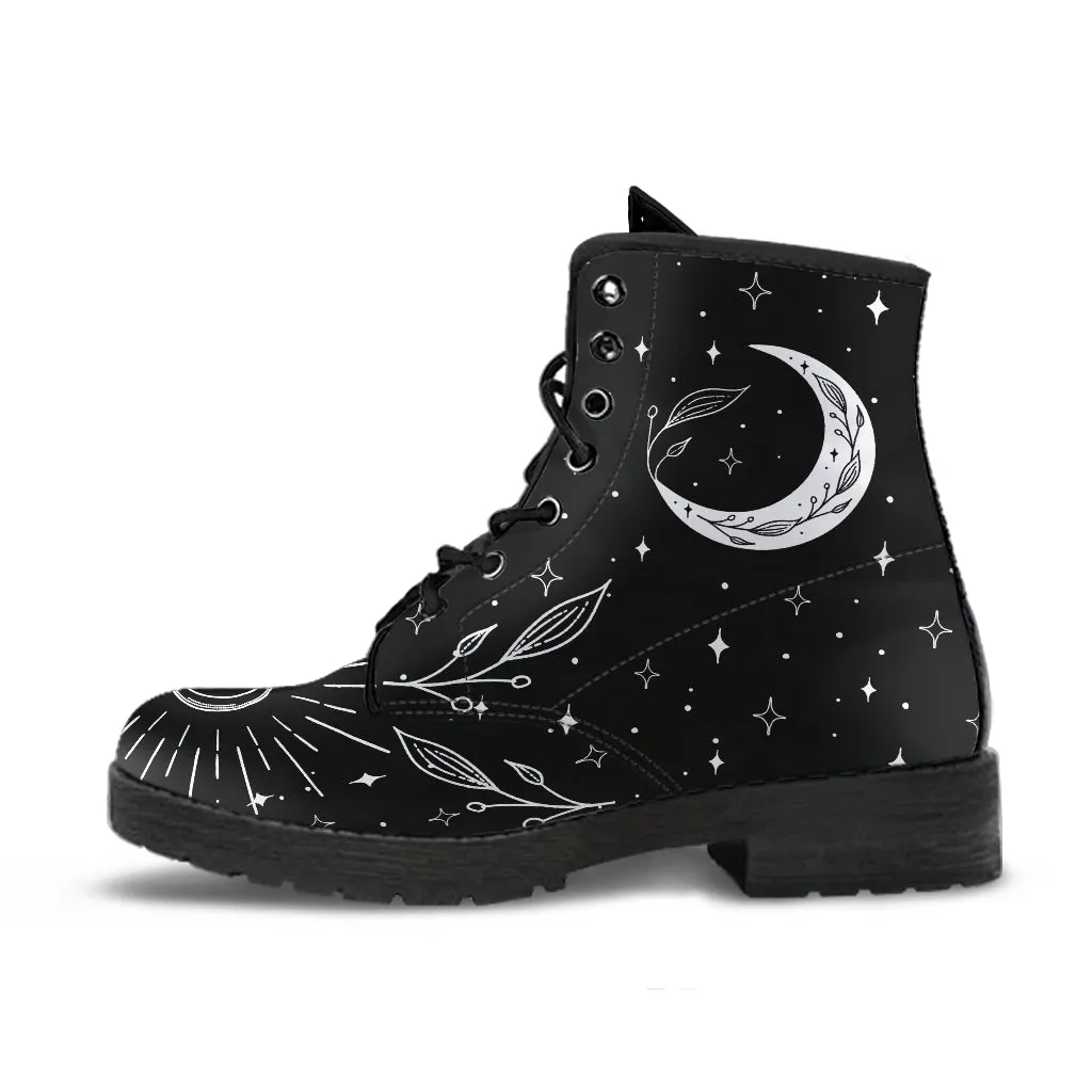 B&W Moons Lace Up Ankle Boots