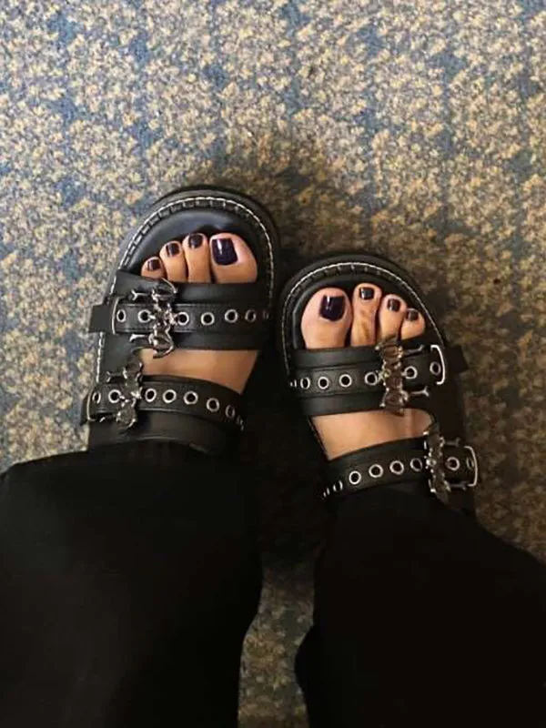 Bat Double Buckle Platform Sandals