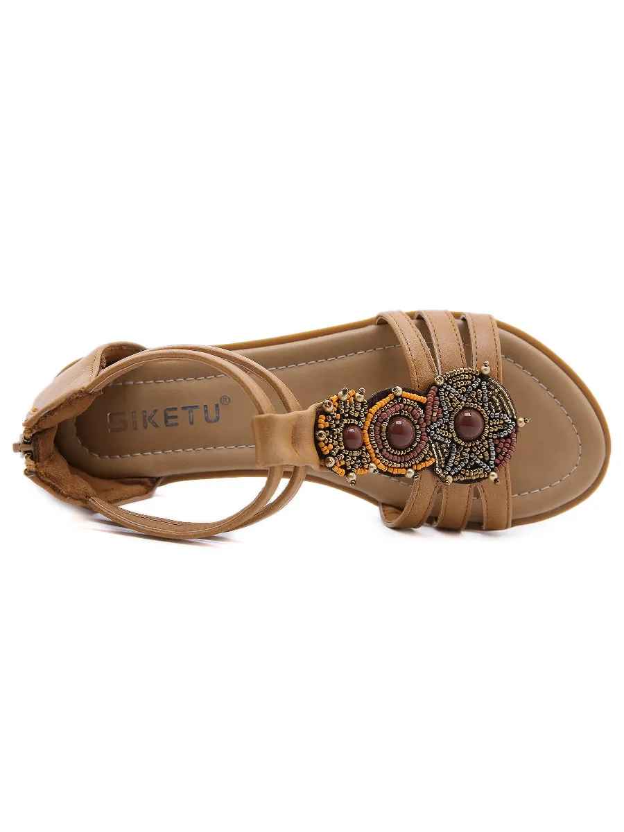 Beige Boho Gladiator Sandals