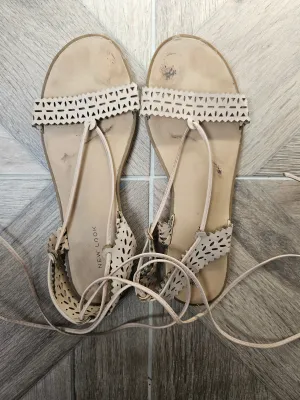 Beige Strappy Flat Sandals