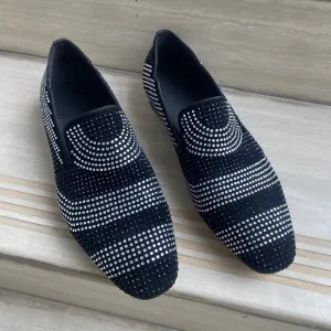 Black And White Mixed Colors Rhinestone Loafers