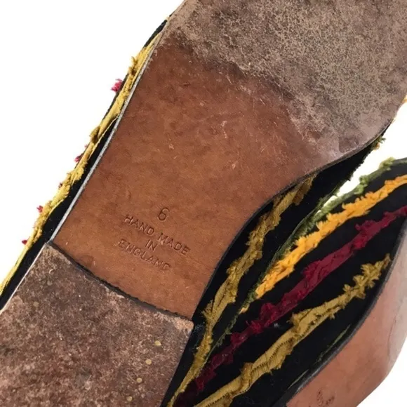 Black velvet Multi colors with quilted lined Handmade in England loafers mens 6