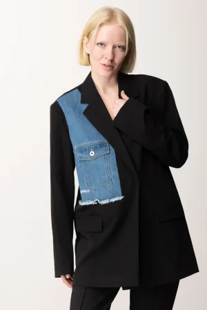 Blazer con Inserto In Jeans