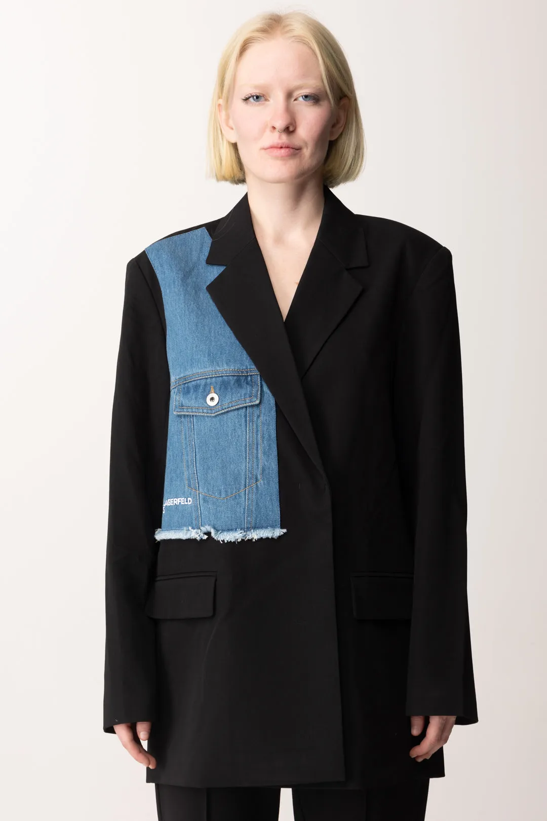 Blazer con Inserto In Jeans