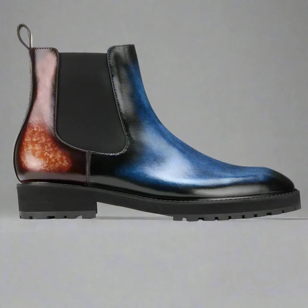 Blue Leather And Brown Leather Draven Chelsea Boots - Boots