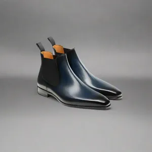 Blue Leather Slip-On Chelsea Boots - Boots - B23
