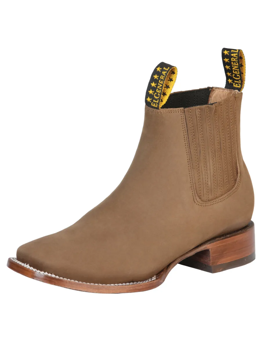 Botines Vaqueros Rodeo Clasicos de Piel Nobuck para Hombre 'El General' - ID: 126192