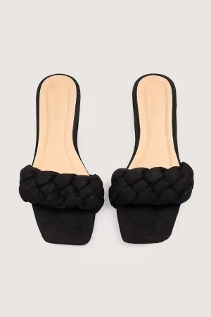 Braided Square Toe Suede Sandals