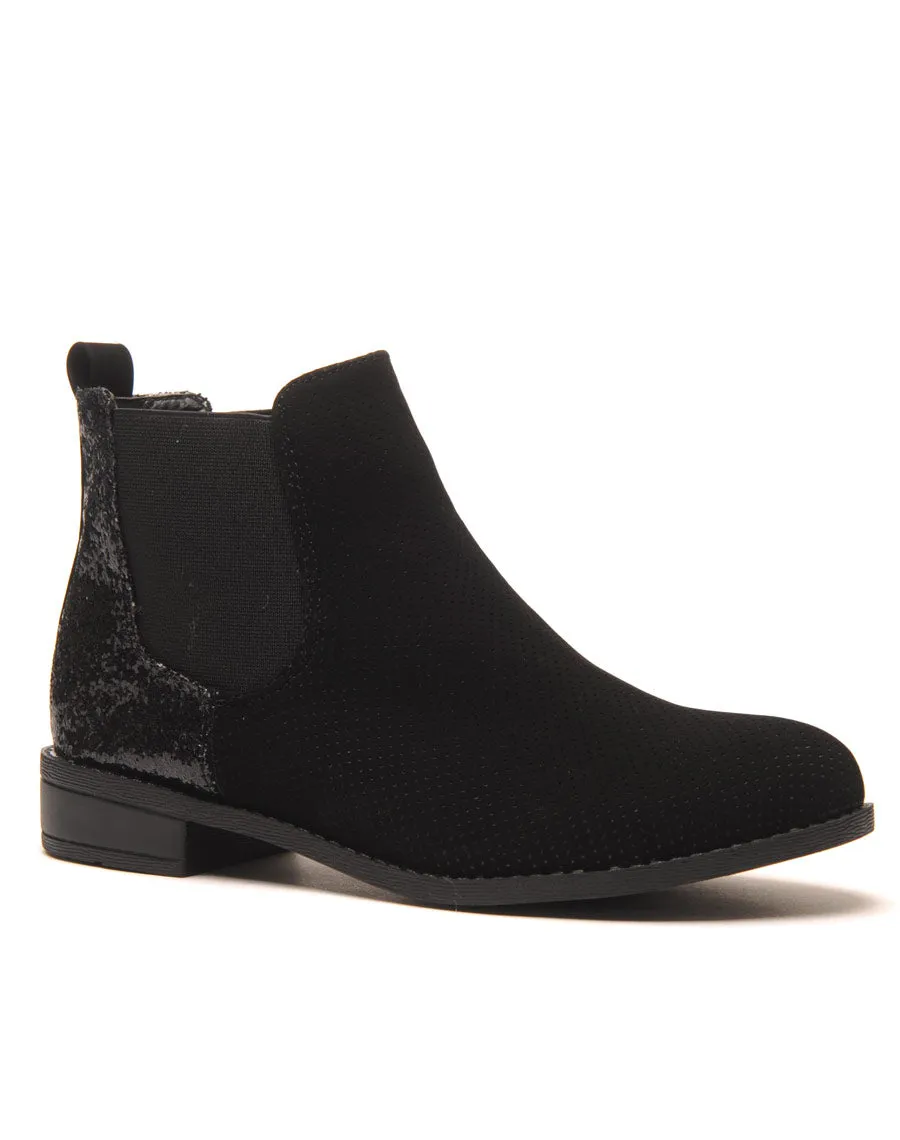 Chelsea boots perforé noir pailletée