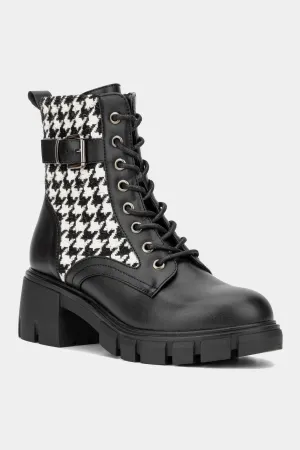Christina Houndstooth Combat Boots