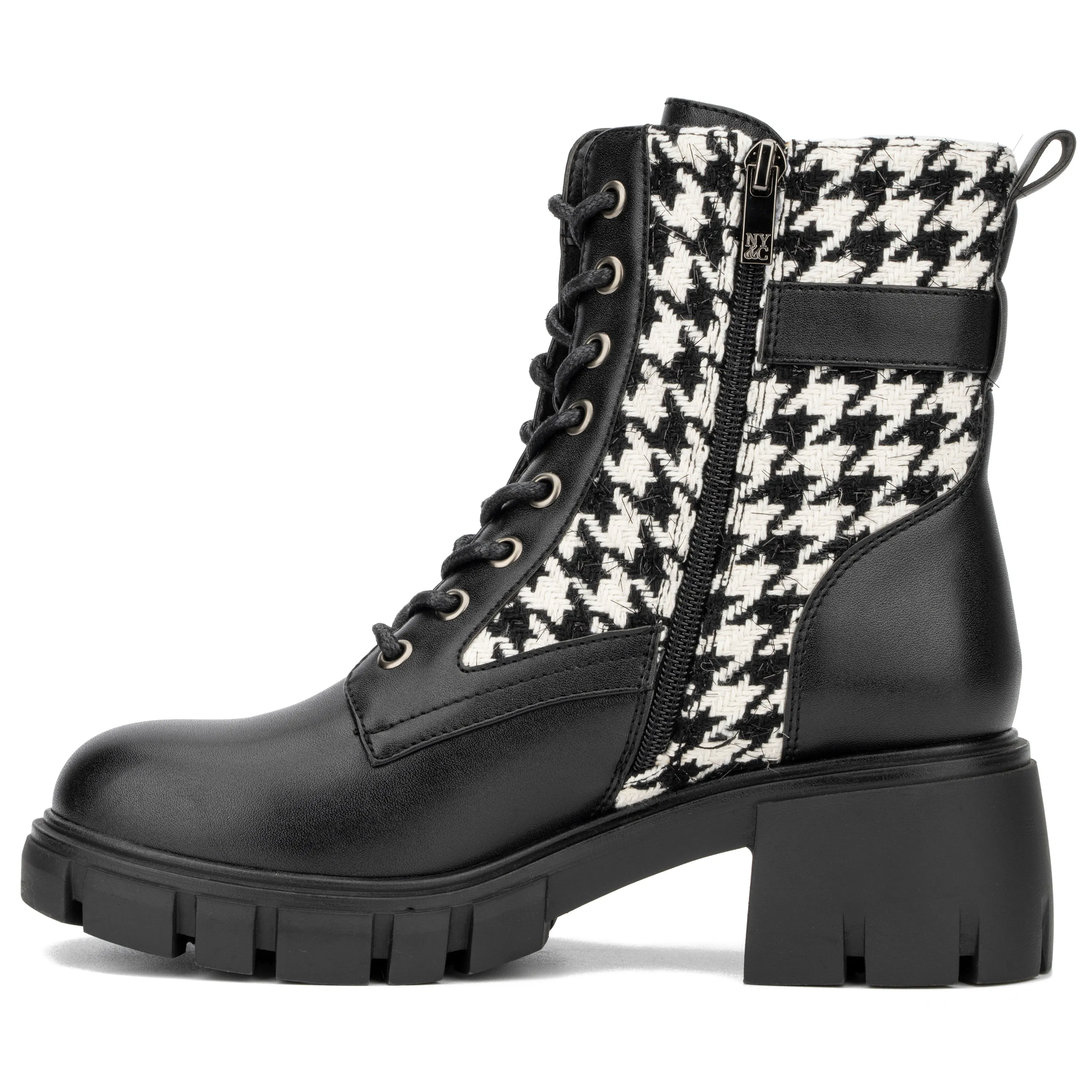 Christina Houndstooth Combat Boots