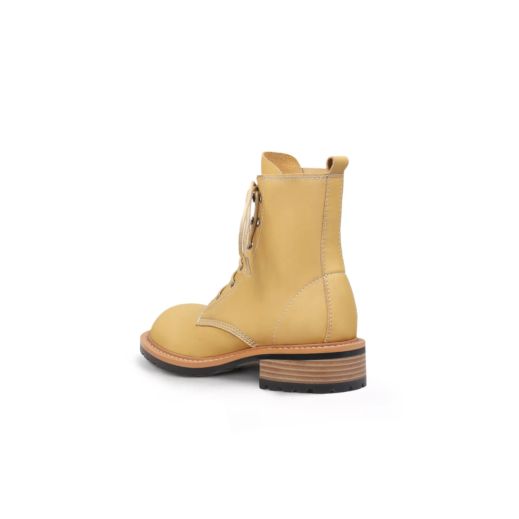 Classic Leather Combat Boots - Yellow