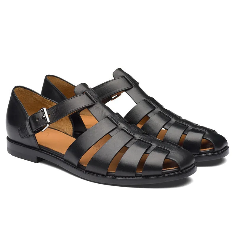 Colorblock Men's Sandal Stitched Faux Leather - Stylish Comfort for Every Step