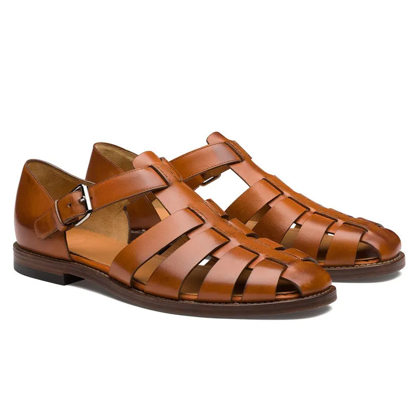 Colorblock Men's Sandal Stitched Faux Leather - Stylish Comfort for Every Step