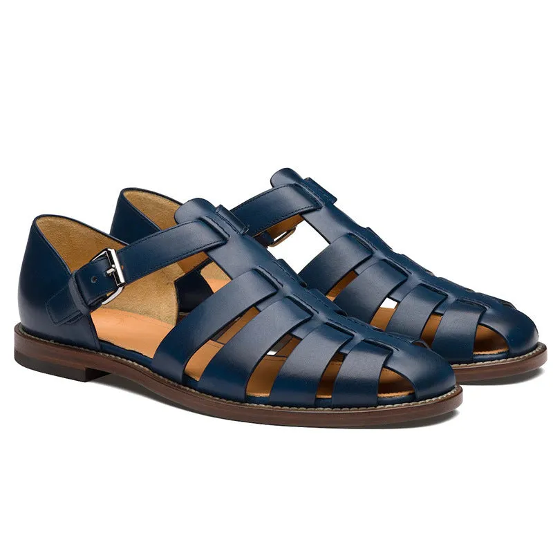 Colorblock Men's Sandal Stitched Faux Leather - Stylish Comfort for Every Step