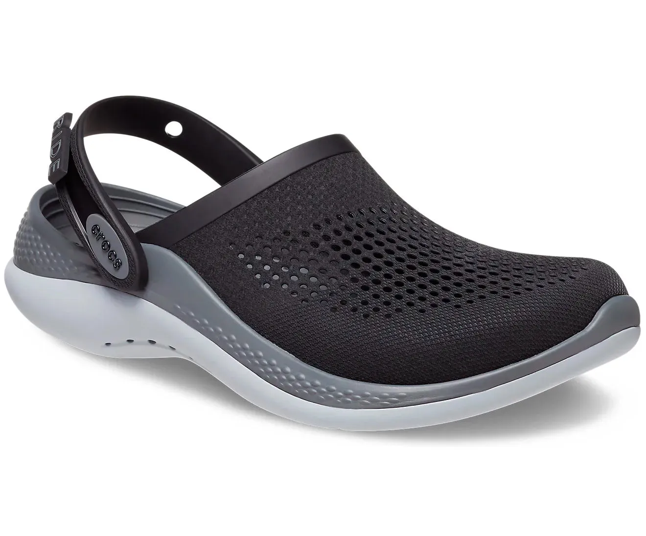 Crocs Adults Unisex LiteRide 360 Cushioned Slip On Clogs In Black/Slate Grey