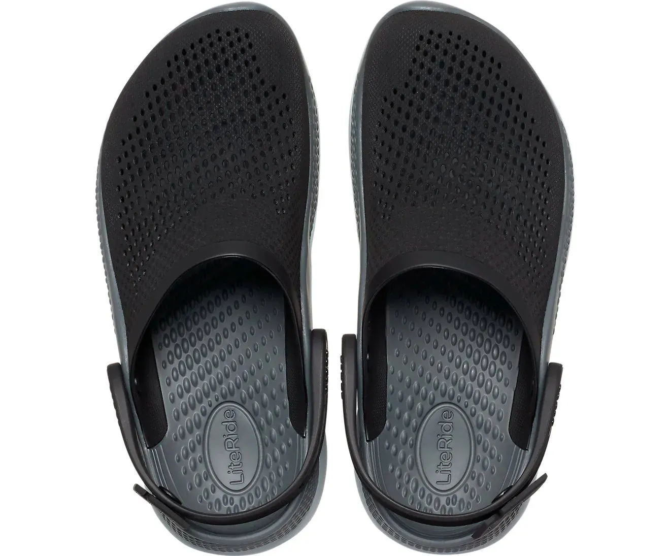 Crocs Adults Unisex LiteRide 360 Cushioned Slip On Clogs In Black/Slate Grey