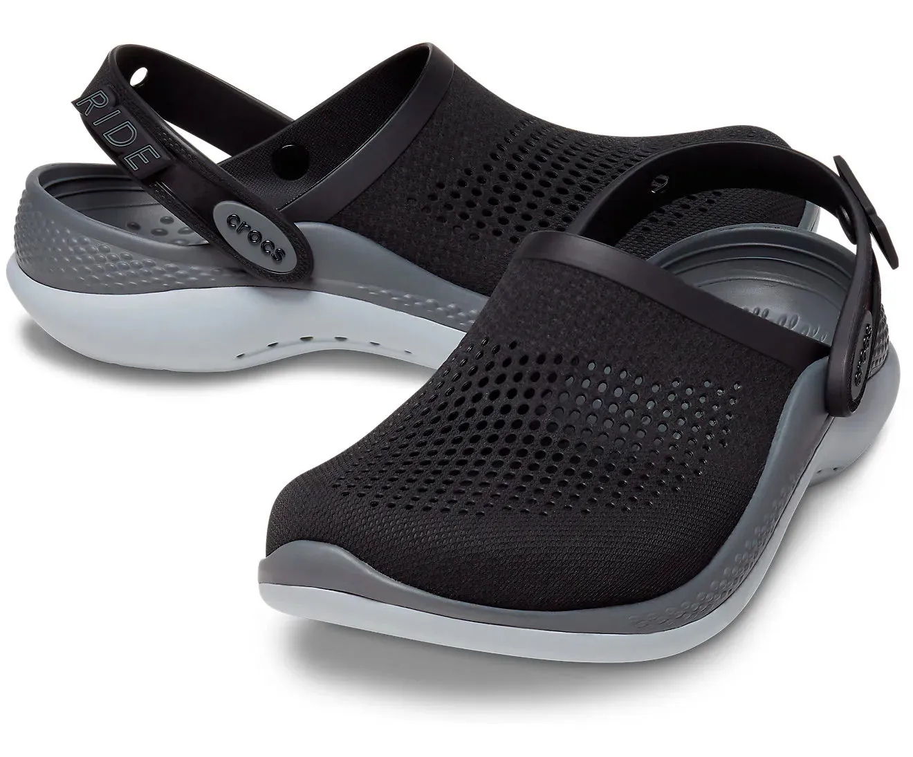 Crocs Adults Unisex LiteRide 360 Cushioned Slip On Clogs In Black/Slate Grey
