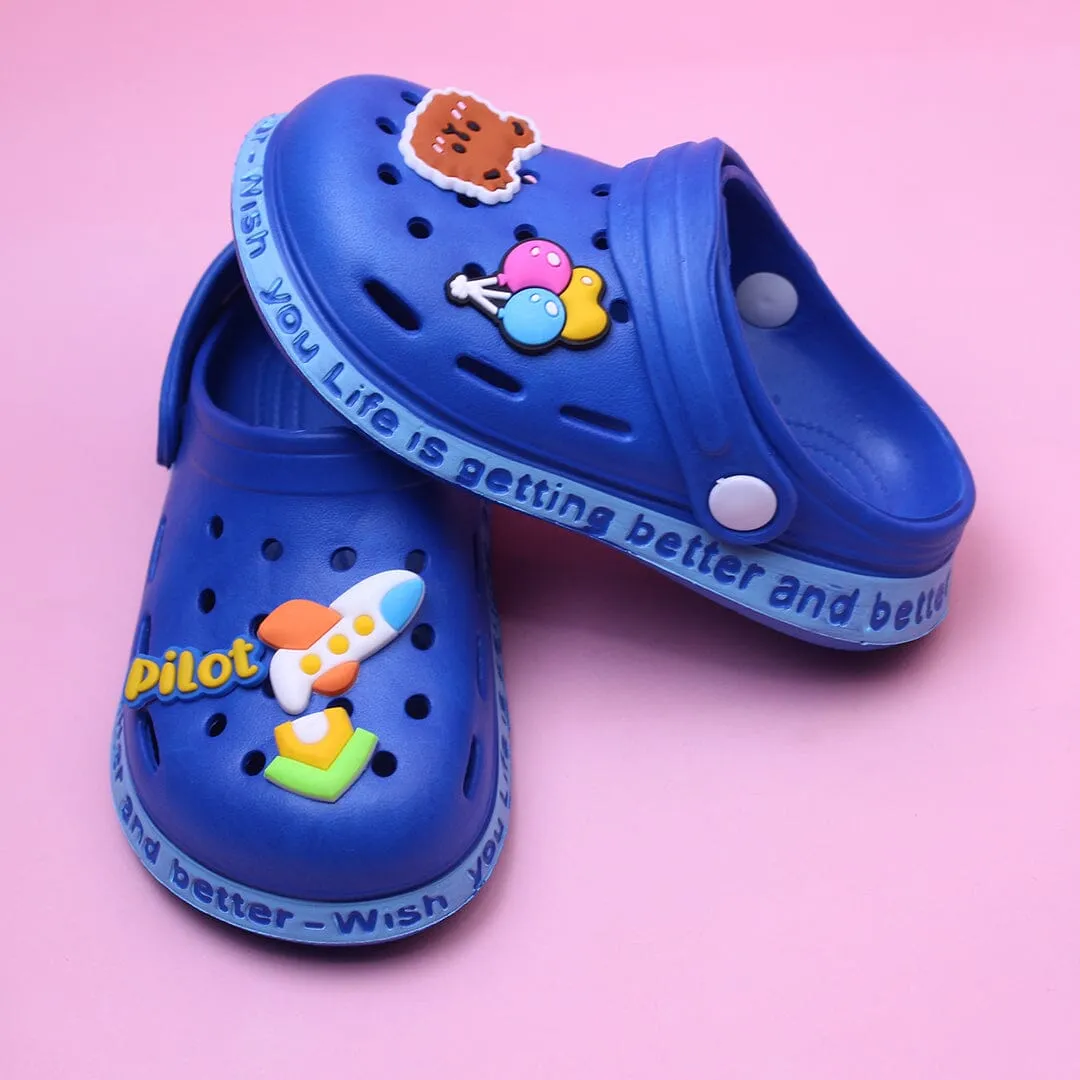 Dashing Blue Pilot Kids Clogs