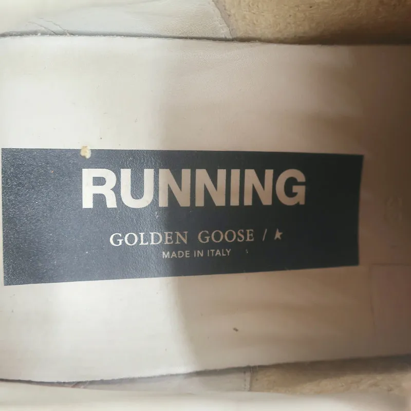 Golden Goose Running Sole Glitter Sneakers Silver & White Fabric Size 38
