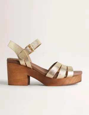 Heeled Sandal Clog-Gold