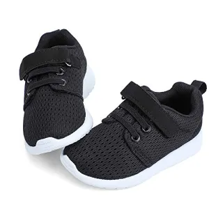 HIITAVE Toddler Boys Trail Running Sneakers, Black/White