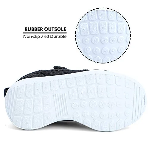 HIITAVE Toddler Boys Trail Running Sneakers, Black/White
