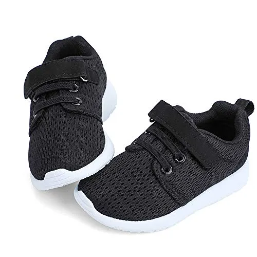 HIITAVE Toddler Boys Trail Running Sneakers, Black/White