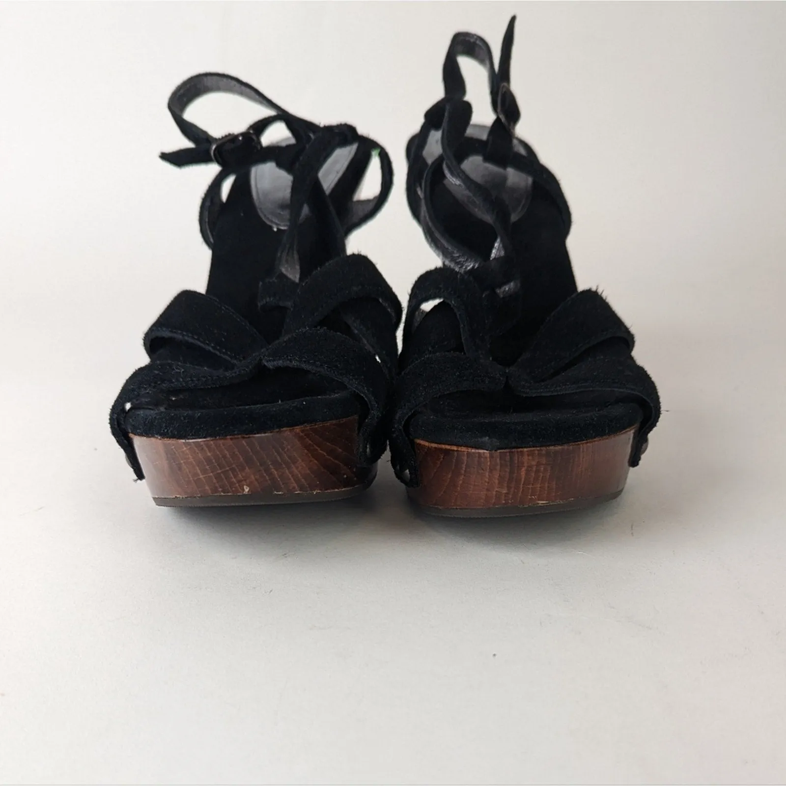 Jessica Bennett Jrena Wooden Leather Sandals Clogs - 9.5