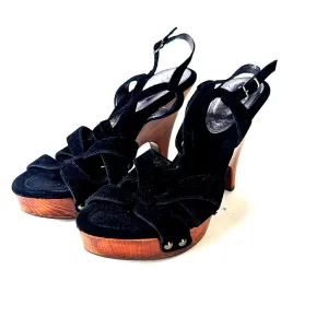 Jessica Bennett Jrena Wooden Leather Sandals Clogs - 9.5