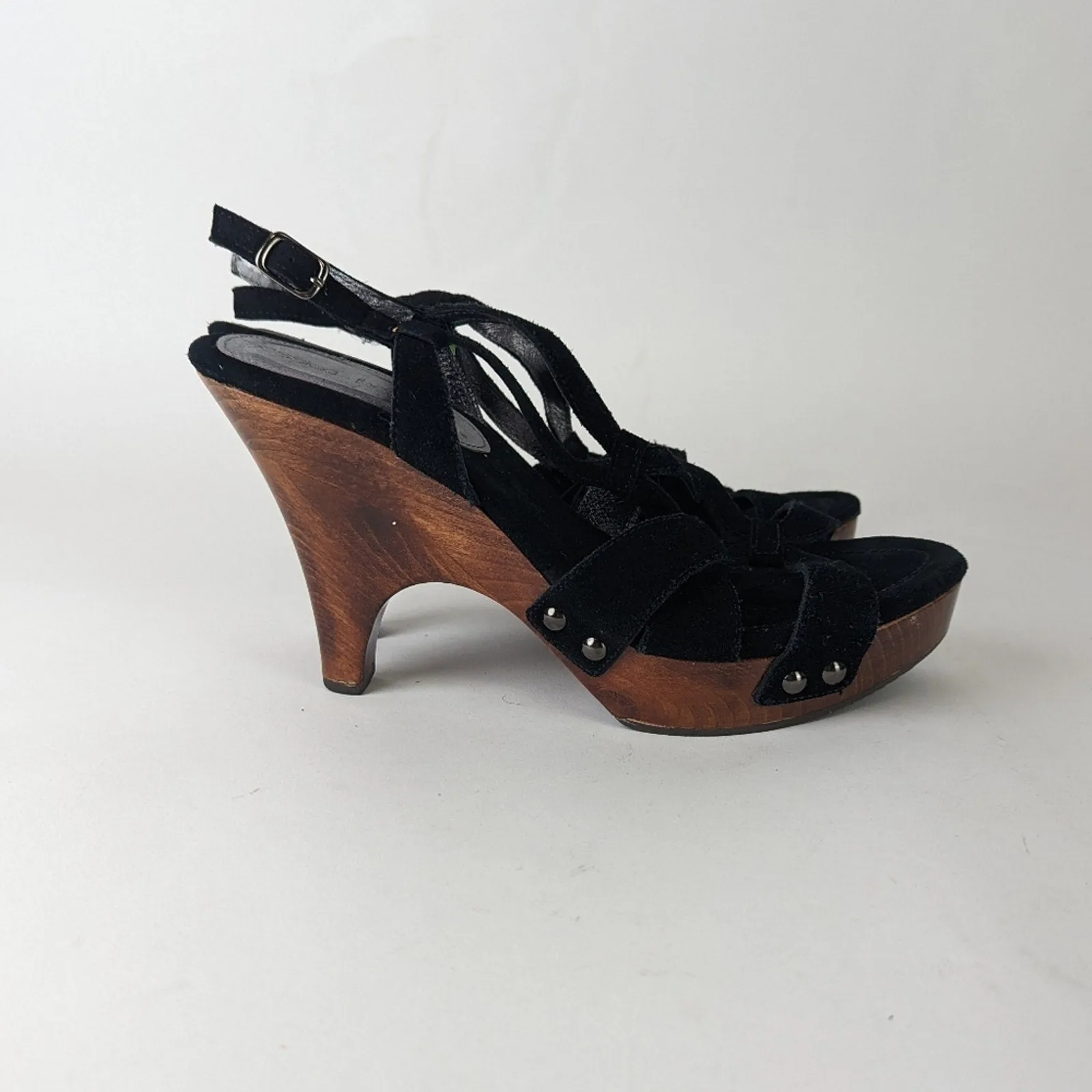 Jessica Bennett Jrena Wooden Leather Sandals Clogs - 9.5