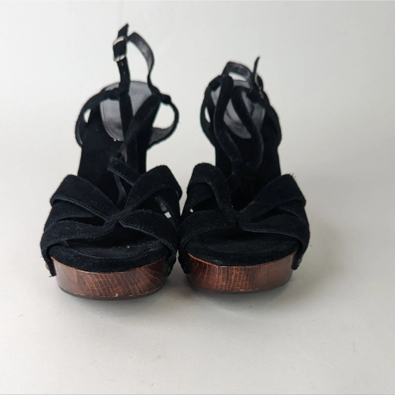 Jessica Bennett Jrena Wooden Leather Sandals Clogs - 9.5