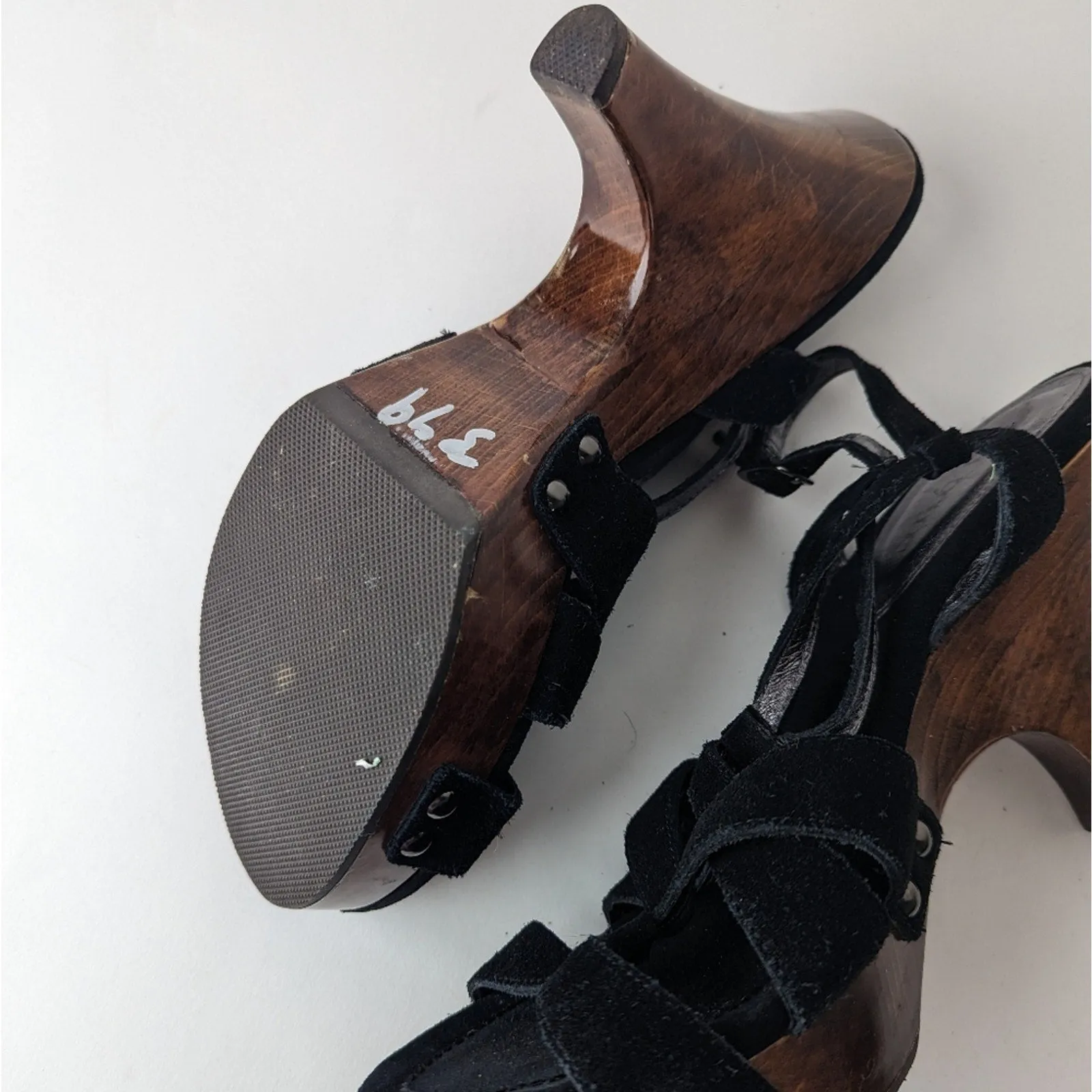 Jessica Bennett Jrena Wooden Leather Sandals Clogs - 9.5