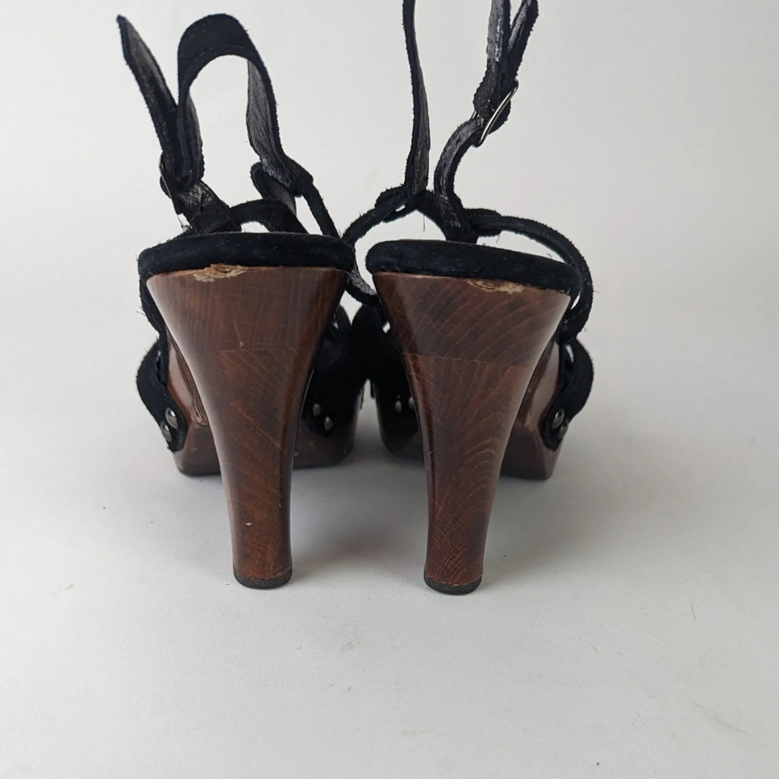 Jessica Bennett Jrena Wooden Leather Sandals Clogs - 9.5