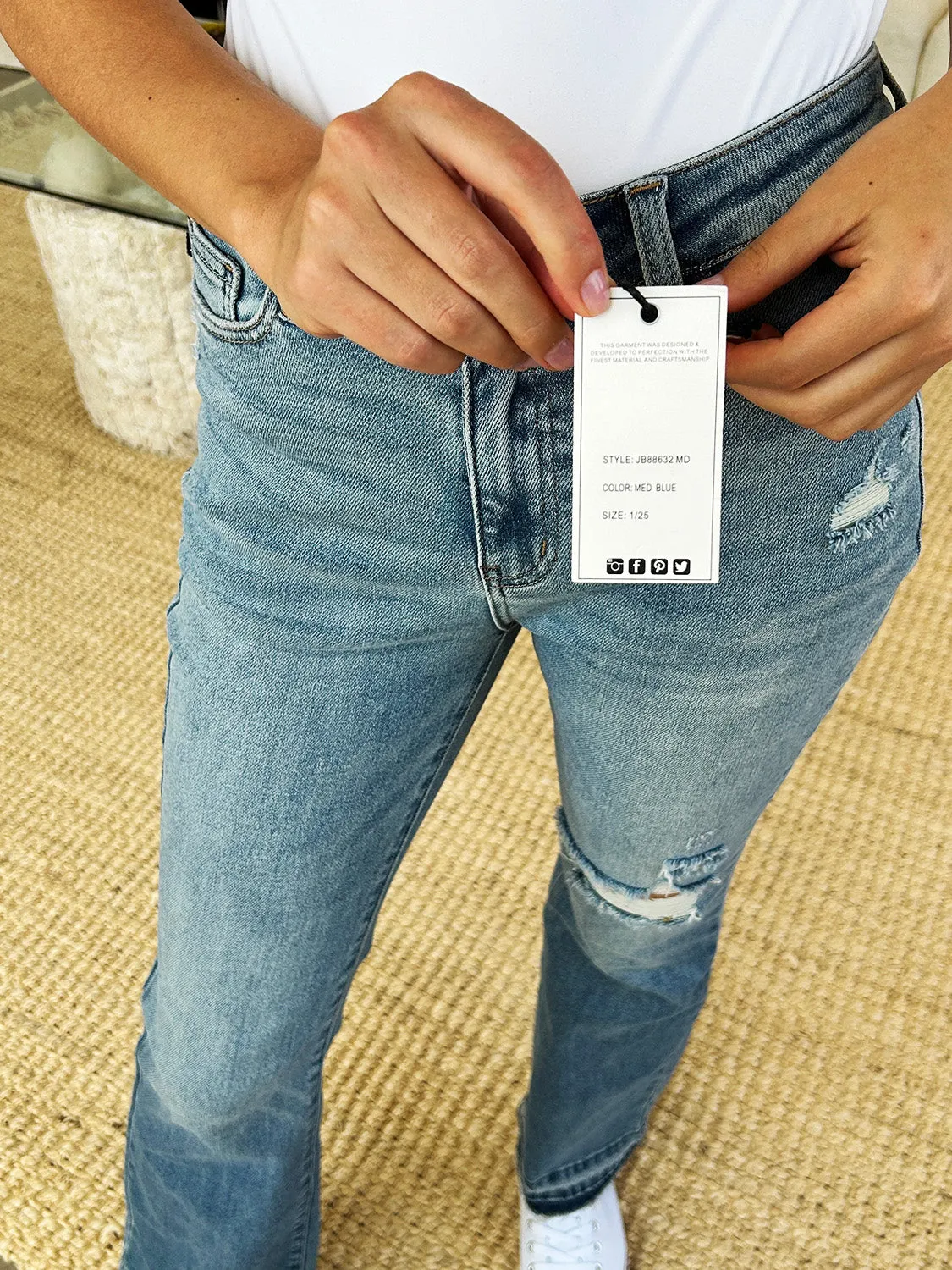 Judy Blue Mid Rise Destroyed Hem Distressed Jeans - Online Exclusive