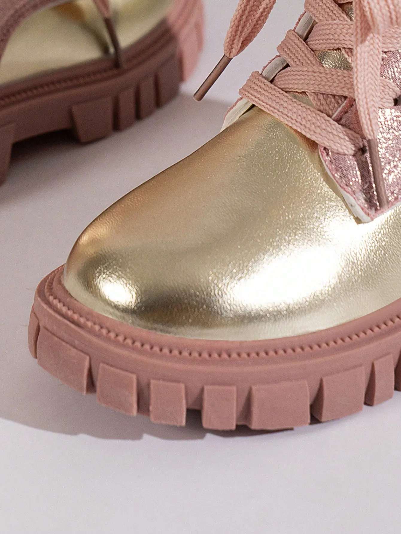 Kids Two Tone Lace Up Combat Boots-FD