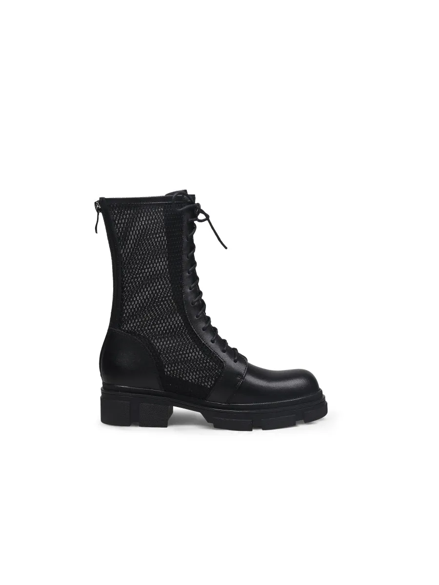 Lallie Black Mesh Combat Boot